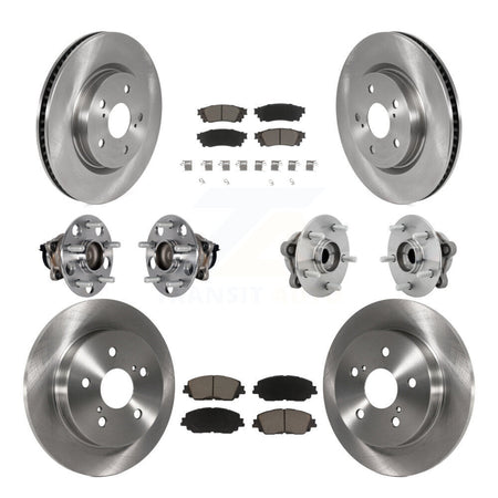 Front Rear Hub Bearings Disc Brake Rotors And Ceramic Pads Kit (10Pc) For Toyota C-HR KBB-130989
