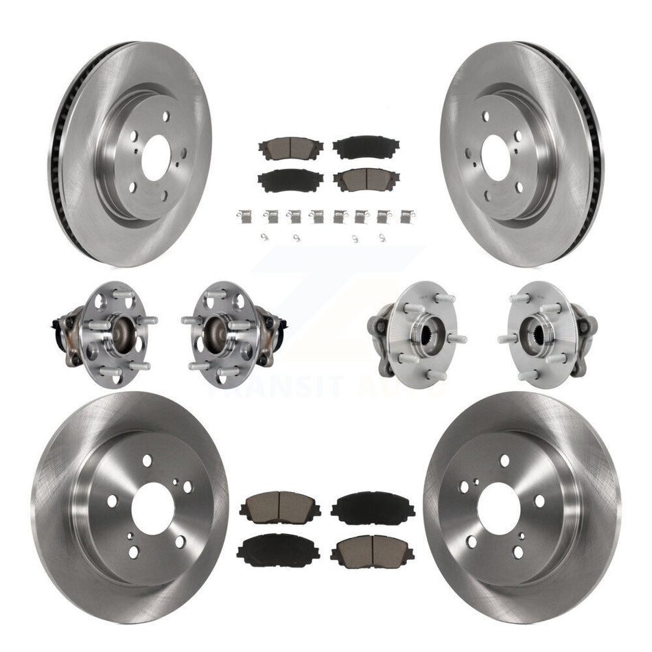 Front Rear Hub Bearings Disc Brake Rotors And Ceramic Pads Kit (10Pc) For Toyota C-HR KBB-130989