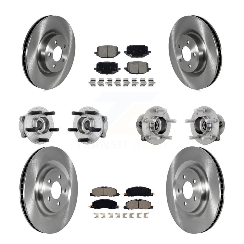 Front Rear Hub Bearing Disc Brake Rotor Pads Kit (10Pc) For 2020-2022 Lincoln Aviator AWD KBB-130991