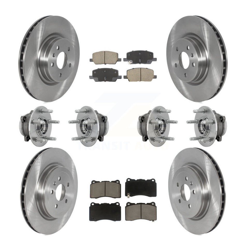 Front Rear Hub Bearings Disc Brake Rotors And Pads Kit (10Pc) For 2017-2019 Tesla X S KBB-130994