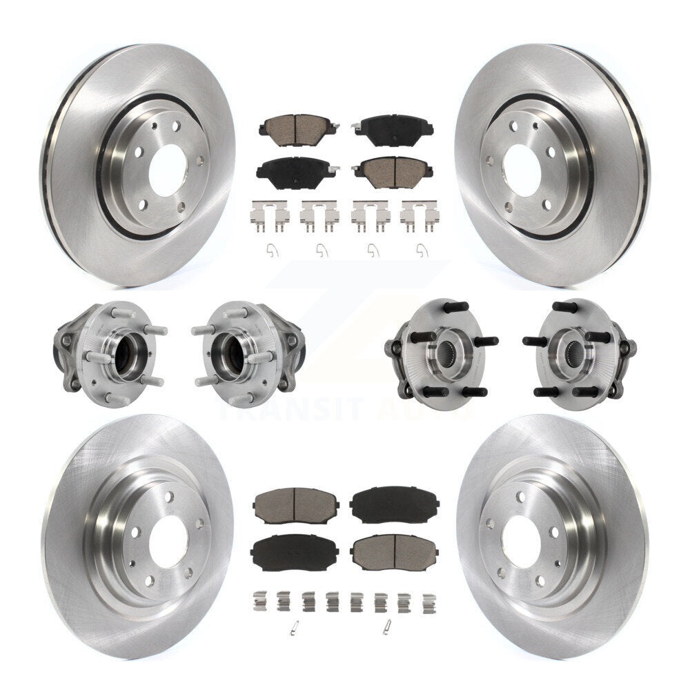 Front Rear Hub Bearing Disc Brake Rotors And Pads Kit (10Pc) For 2016-2021 Mazda CX-9 FWD KBB-130996