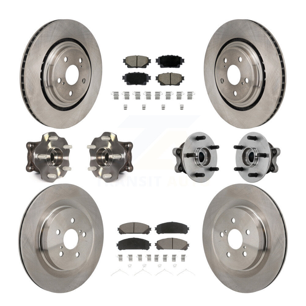 Front Rear Hub Bearing Brake Rotor And Pad Kit (10Pc) For 2020-2022 Toyota Highlander AWD KBB-131001