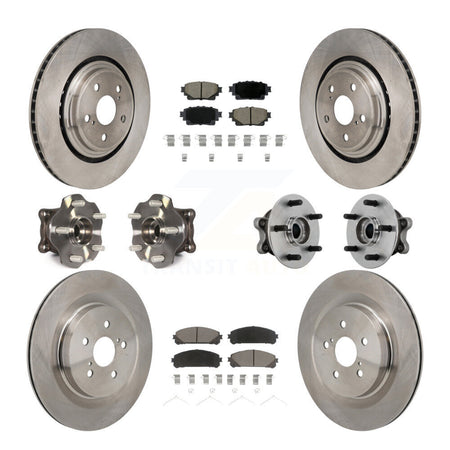 Front Rear Hub Bearing Brake Rotor And Pad Kit (10Pc) For 2020-2022 Toyota Highlander AWD KBB-131001