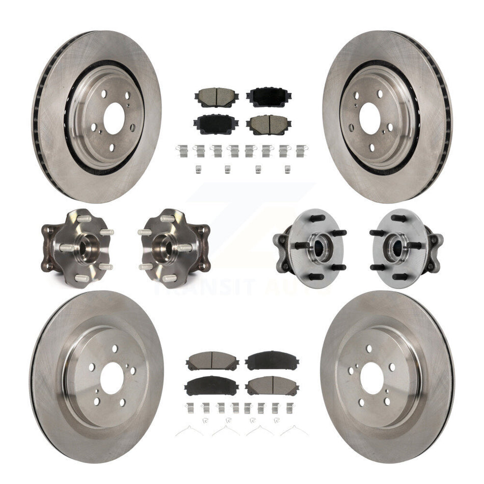 Front Rear Hub Bearing Brake Rotor And Pad Kit (10Pc) For 2020-2022 Toyota Highlander AWD KBB-131001