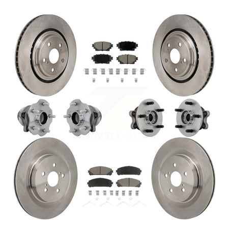 Front Rear Hub Bearing Brake Rotor And Pad Kit (10Pc) For 2020-2022 Toyota Highlander FWD KBB-131002