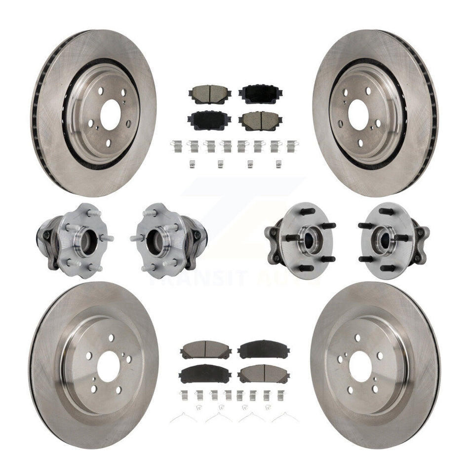 Front Rear Hub Bearing Brake Rotor And Pad Kit (10Pc) For 2020-2022 Toyota Highlander FWD KBB-131002