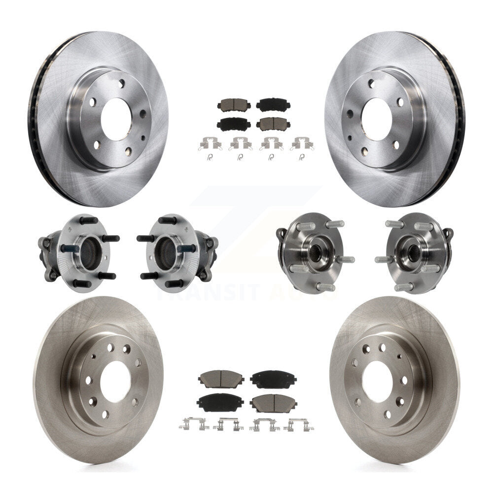 Front Rear Hub Bearing Disc Brake Rotors And Pads Kit (10Pc) For 2016-2018 Mazda CX-3 FWD KBB-131007