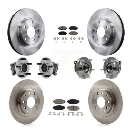 Front Rear Hub Bearing Disc Brake Rotors And Pads Kit (10Pc) For 2016-2018 Mazda CX-3 FWD KBB-131007