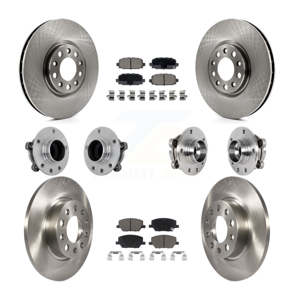 Front Rear Hub Bearing Disc Brake Rotors And Ceramic Pads Kit (10Pc) For Jeep Compass FWD KBB-131010
