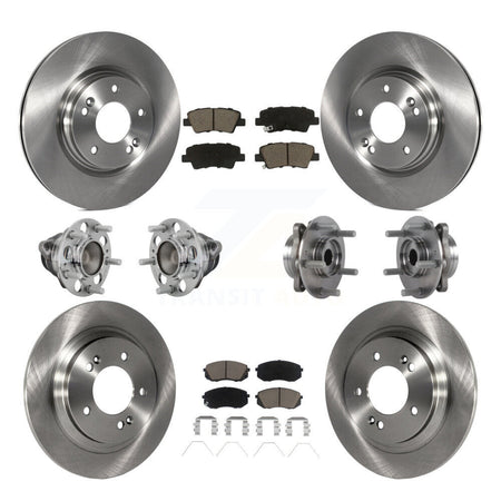 Front Rear Hub Bearing Disc Brake Rotor And Ceramic Pad Kit (10Pc) For Hyundai Elantra GT KBB-131014