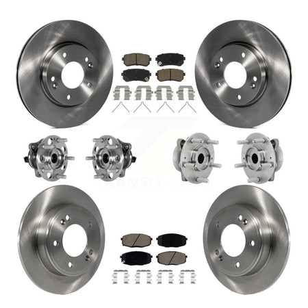 Front Rear Hub Bearings Disc Brake Rotors And Ceramic Pads Kit (10Pc) For Hyundai Kona KBB-131015