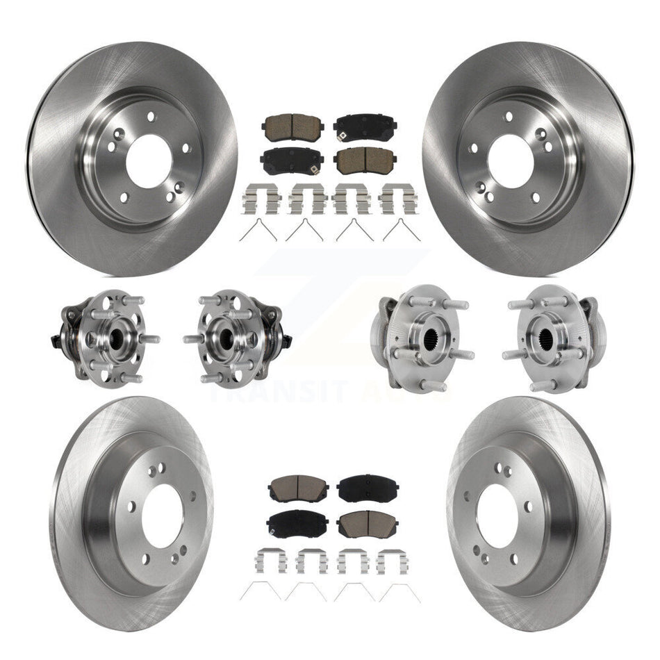 Front Rear Hub Bearings Disc Brake Rotors And Ceramic Pads Kit (10Pc) For Hyundai Kona KBB-131016
