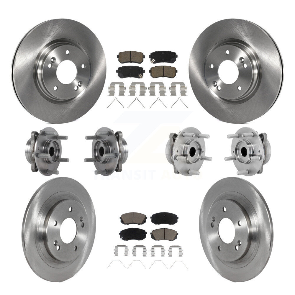 Front Rear Hub Bearings Disc Brake Rotors And Pads Kit (10Pc) For Hyundai Kona Kia Seltos KBB-131017