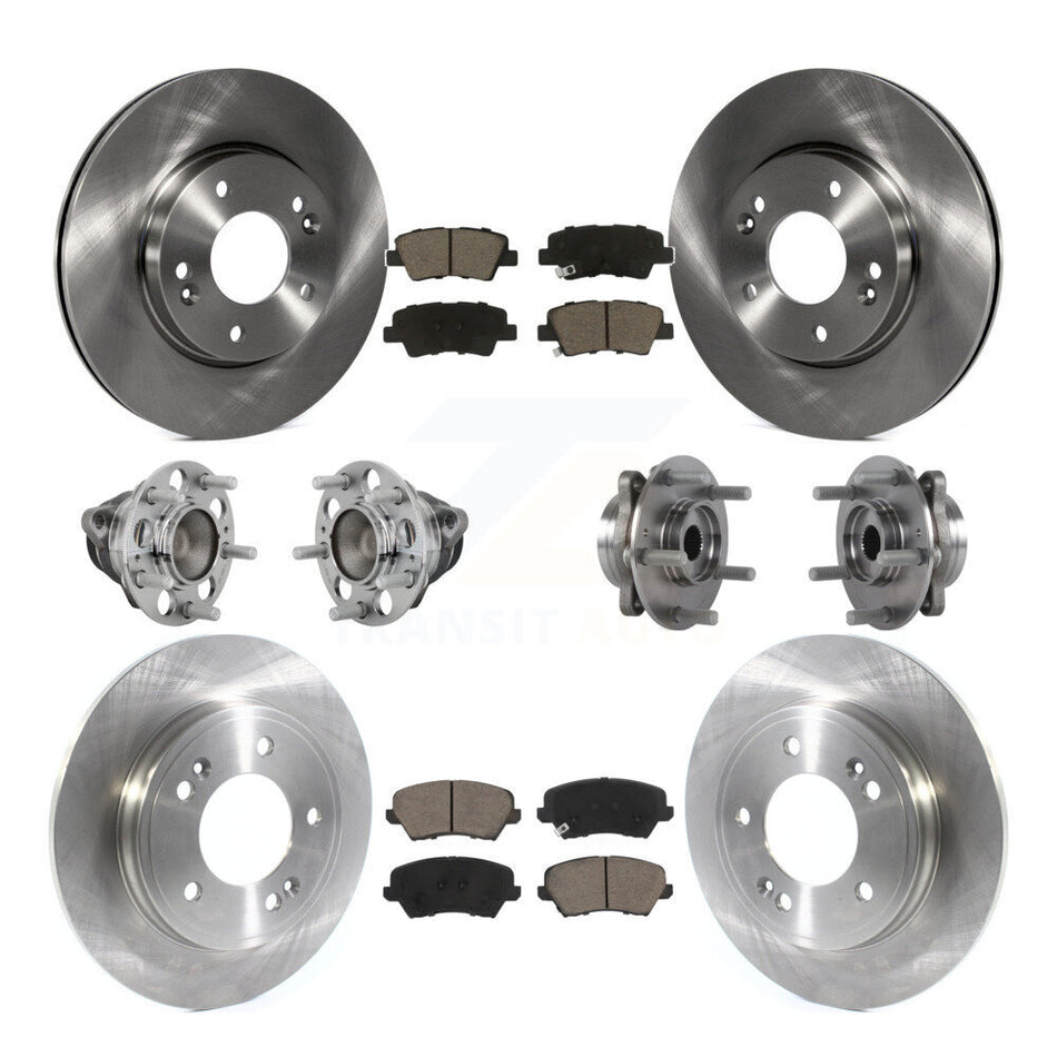 Front Rear Hub Bearing Disc Brake Rotors And Ceramic Pads Kit (10Pc) For Hyundai Veloster KBB-131018