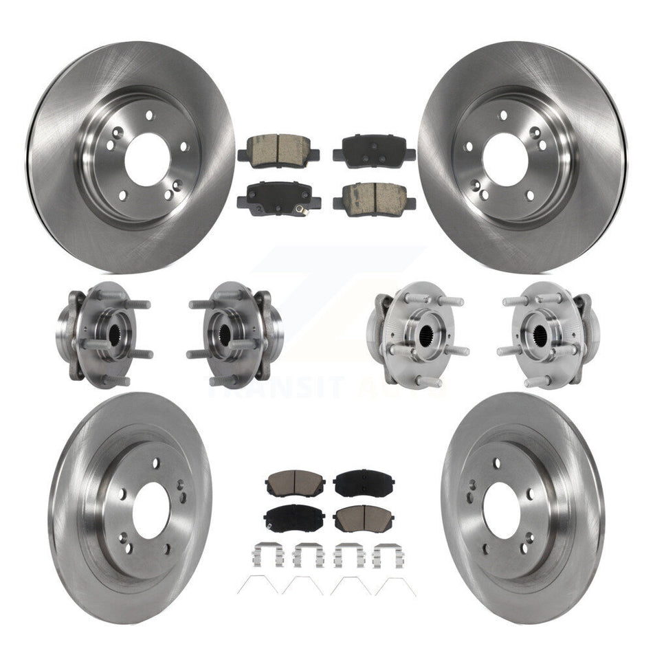 Front Rear Hub Bearings Disc Brake Rotors And Ceramic Pads Kit (10Pc) For Kia Seltos KBB-131023