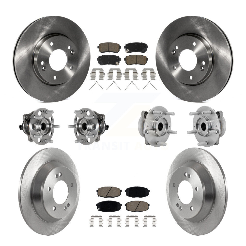 Front Rear Hub Bearing Brake Rotor And Pad Kit (10Pc) For 2022 Hyundai Kona FWD with 1.6L KBB-131025