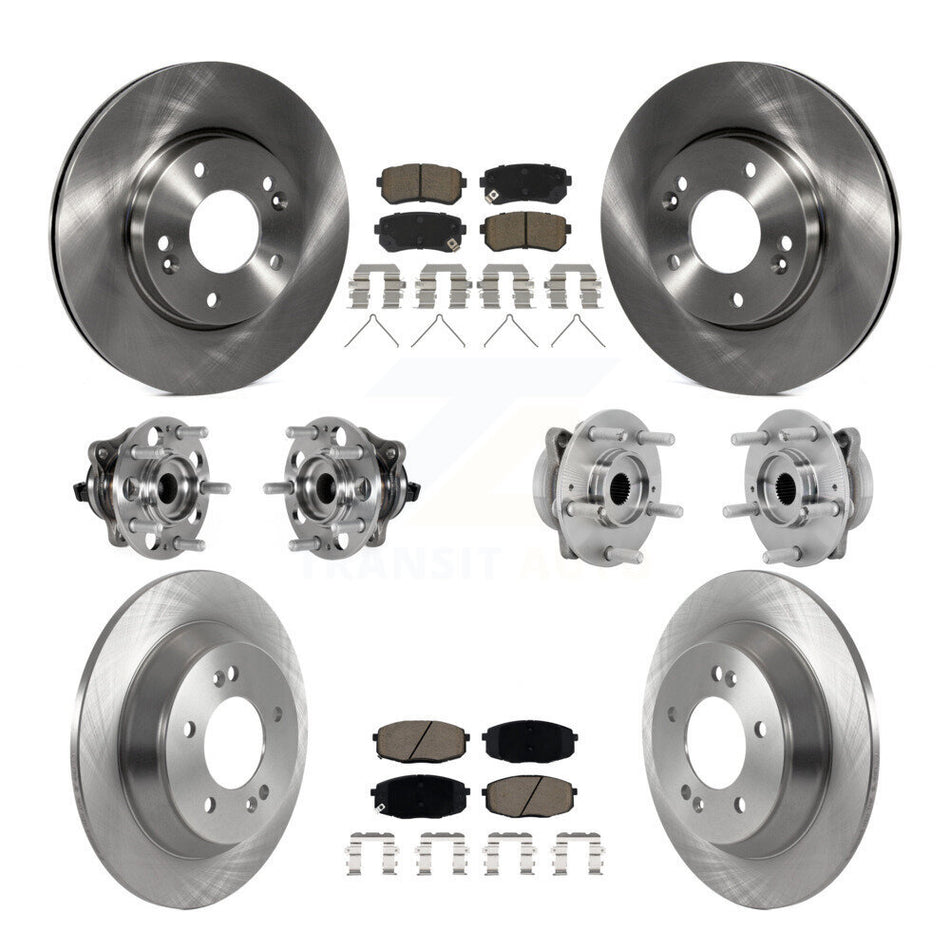 Front Rear Hub Bearing Brake Rotor And Pad Kit (10Pc) For 2022 Hyundai Kona FWD with 1.6L KBB-131025