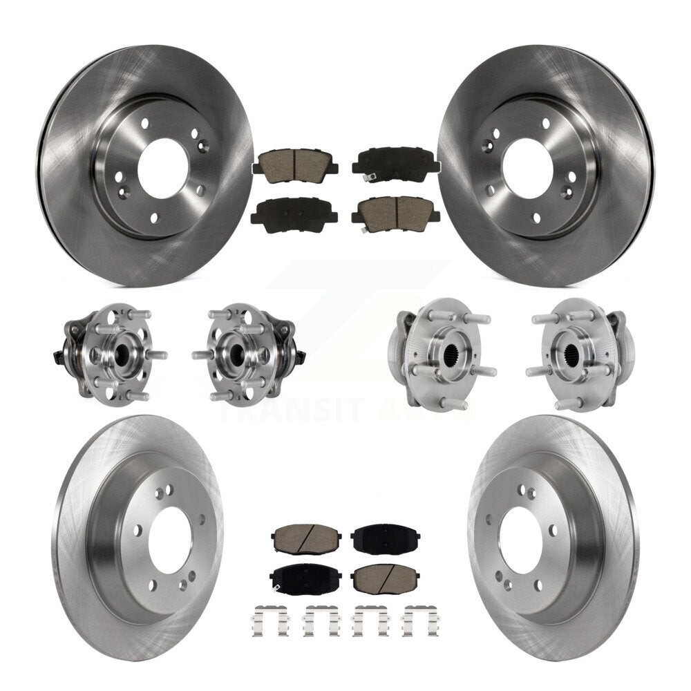 Front Rear Hub Bearing Brake Rotor And Pad Kit (10Pc) For 2022 Hyundai Kona FWD with 1.6L KBB-131026