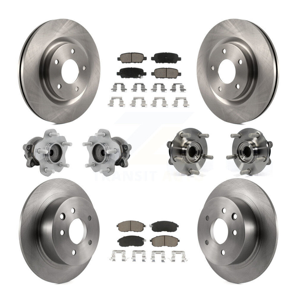 Front Rear Hub Bearings Disc Brake Rotors And Ceramic Pads Kit (10Pc) For Nissan Juke KBB-131030