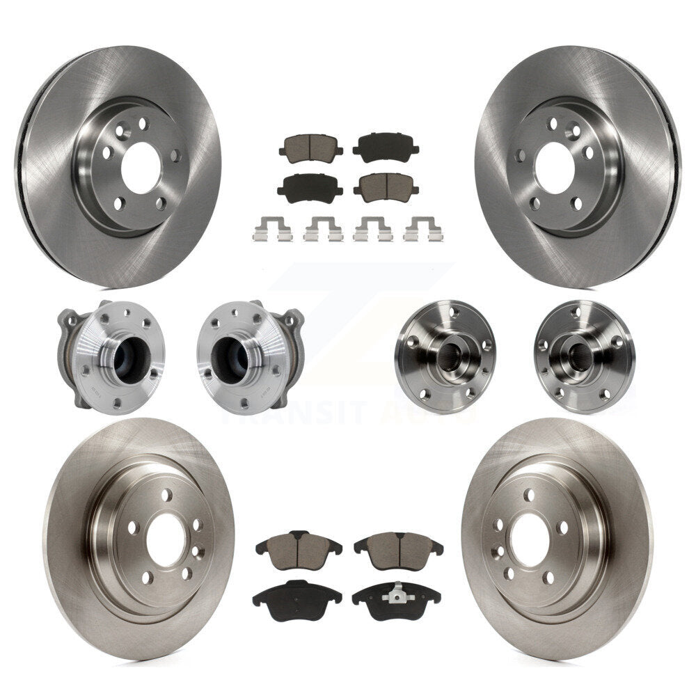 Front Rear Hub Bearings Disc Brake Rotors And Pads Kit (10Pc) For 2013-2014 Volvo S60 FWD KBB-131031