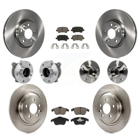 Front Rear Hub Bearings Disc Brake Rotors And Pads Kit (10Pc) For 2013-2014 Volvo S60 FWD KBB-131031