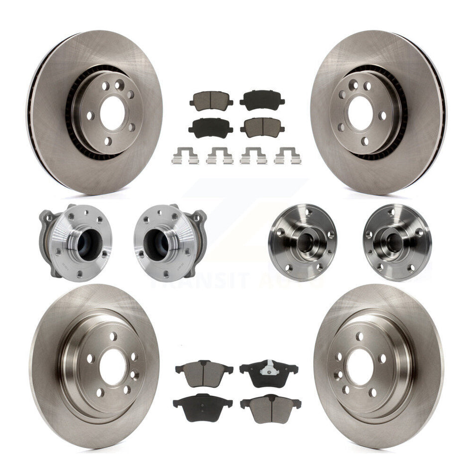 Front Rear Hub Bearings Disc Brake Rotors And Ceramic Pads Kit (10Pc) For Volvo S60 V70 KBB-131033