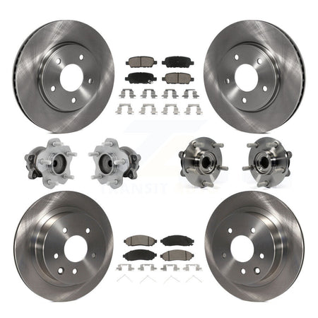 Front Rear Hub Bearings Disc Brake Rotors And Pads Kit (10Pc) For 2011-2012 Nissan LEAF KBB-131043