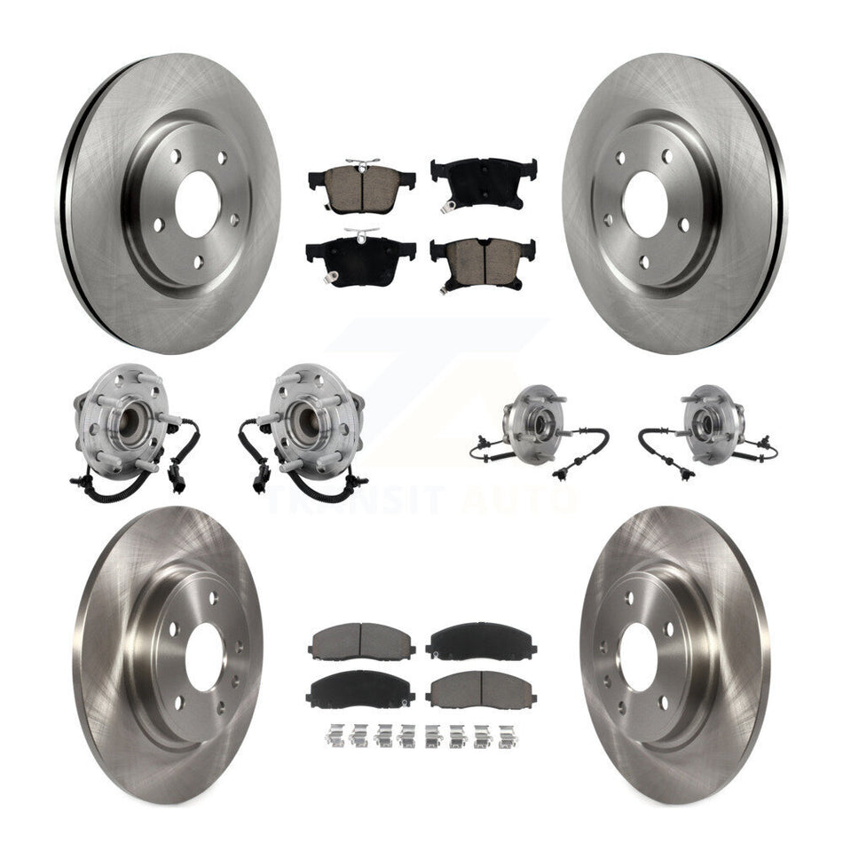 Front Rear Hub Bearing Disc Brake Rotor And Pads Kit (10Pc) For Chrysler Pacifica Voyager KBB-131044