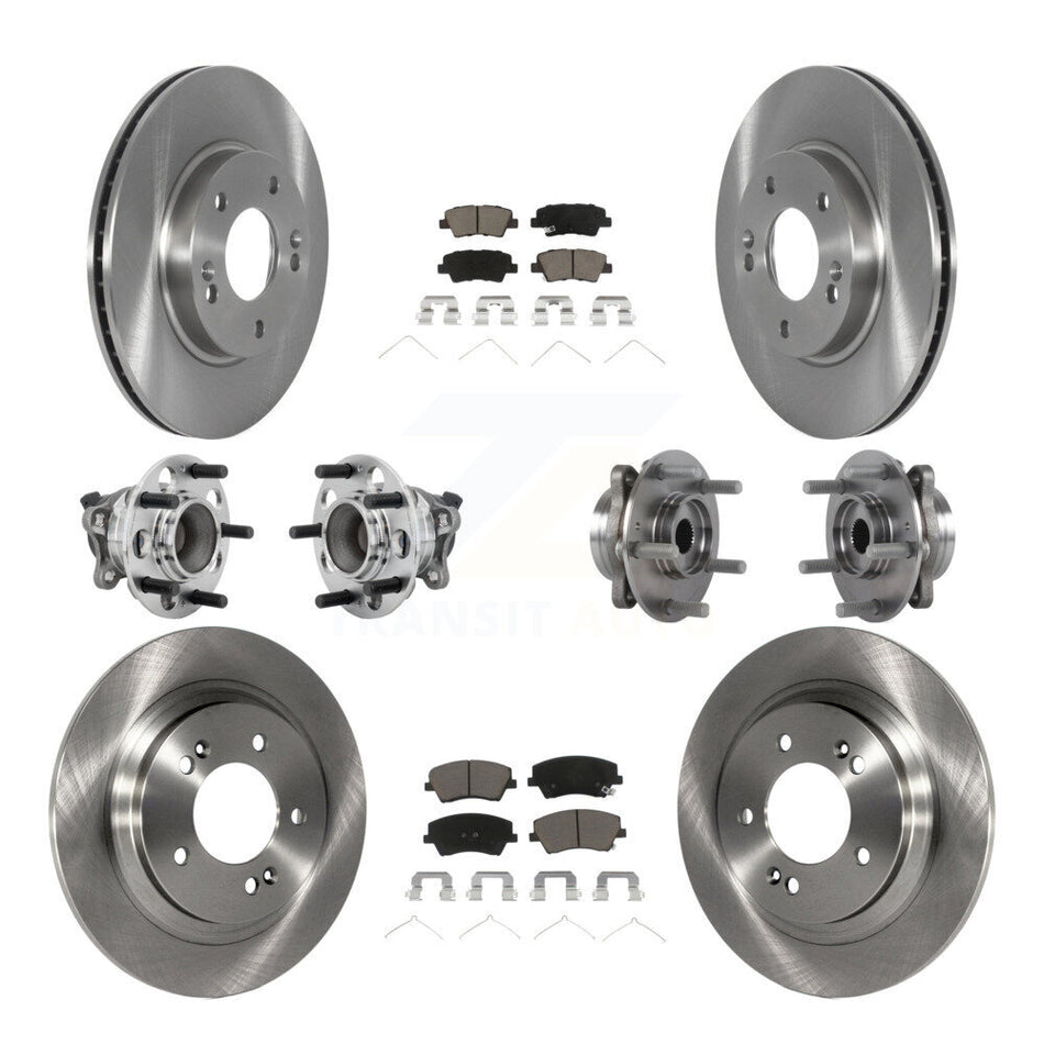 Front Rear Hub Bearings Disc Brake Rotors And Ceramic Pads Kit (10Pc) For Hyundai Ioniq KBB-131046