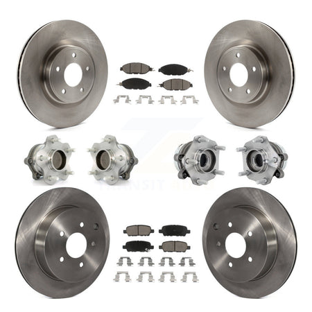 Front Rear Hub Bearing Disc Brake Rotor And Ceramic Pads Kit (10Pc) For Nissan Murano FWD KBB-131049