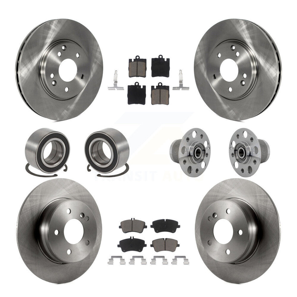 Front Rear Hub Bearing Brake Rotor & Pad Shoe Kit (10Pc) For 06-07 Mercedes-Benz C350 RWD KBB-131054