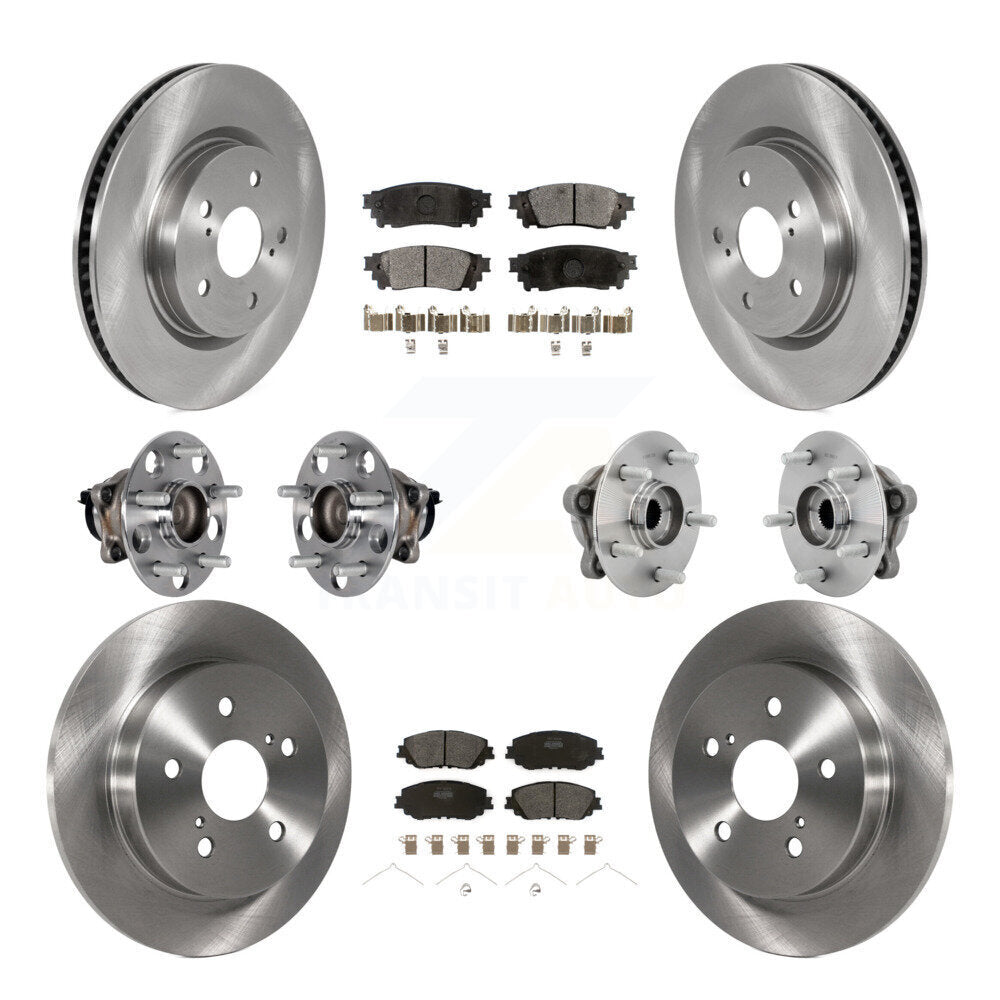 Front Rear Hub Bearing Disc Brake Rotor And Semi-Metallic Pads Kit (10Pc) For Toyota C-HR KBB-131057