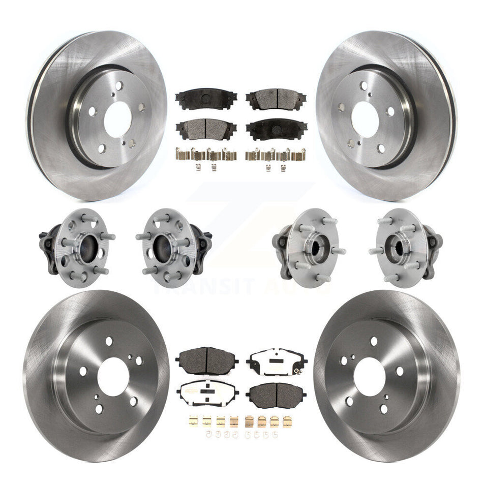 Front Rear Hub Bearing Disc Brake Rotor And Semi-Metallic Pads Kit (10Pc) For Toyota C-HR KBB-131058