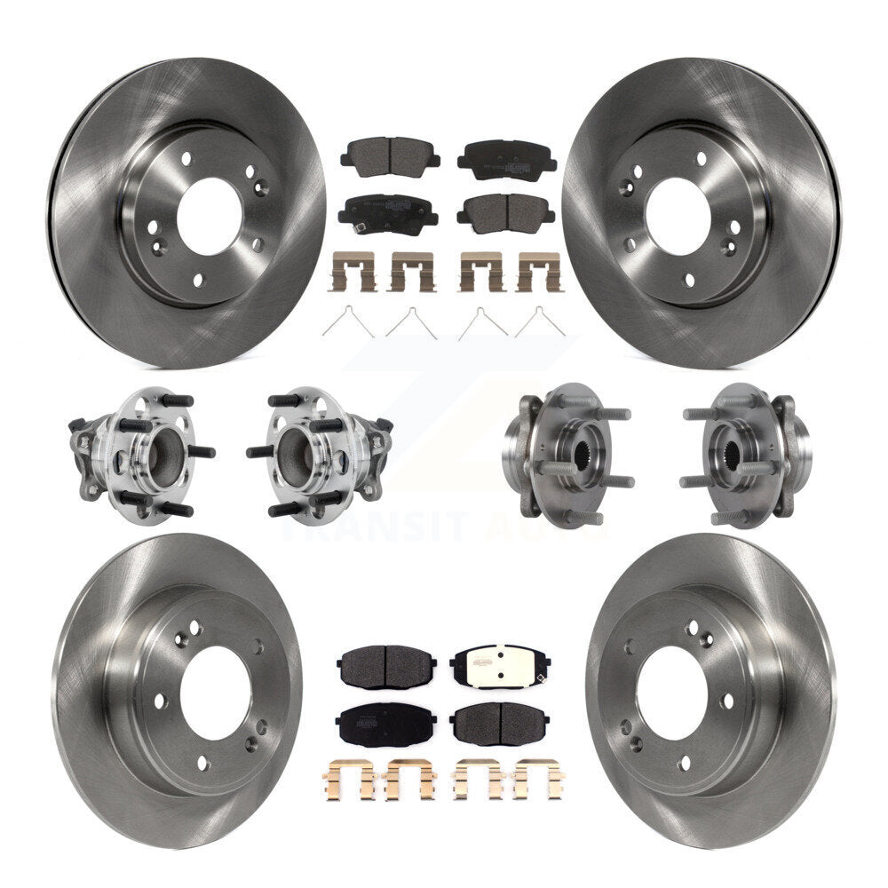 Front Rear Hub Bearing Disc Brake Rotor & Pad Kit (10Pc) For Kia Forte Hyundai Elantra GT KBB-131059