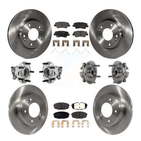 Front Rear Hub Bearing Disc Brake Rotor & Pad Kit (10Pc) For Kia Forte Hyundai Elantra GT KBB-131059