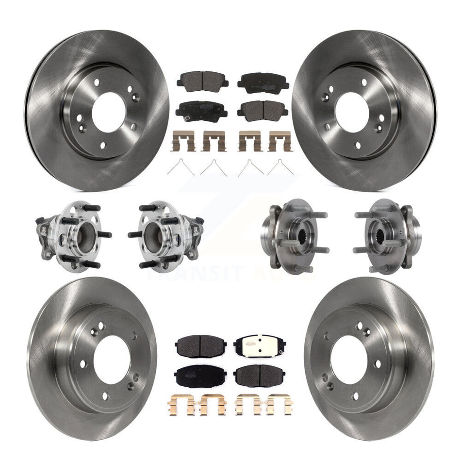 Front Rear Hub Bearing Disc Brake Rotor & Pad Kit (10Pc) For Kia Forte Hyundai Elantra GT KBB-131059