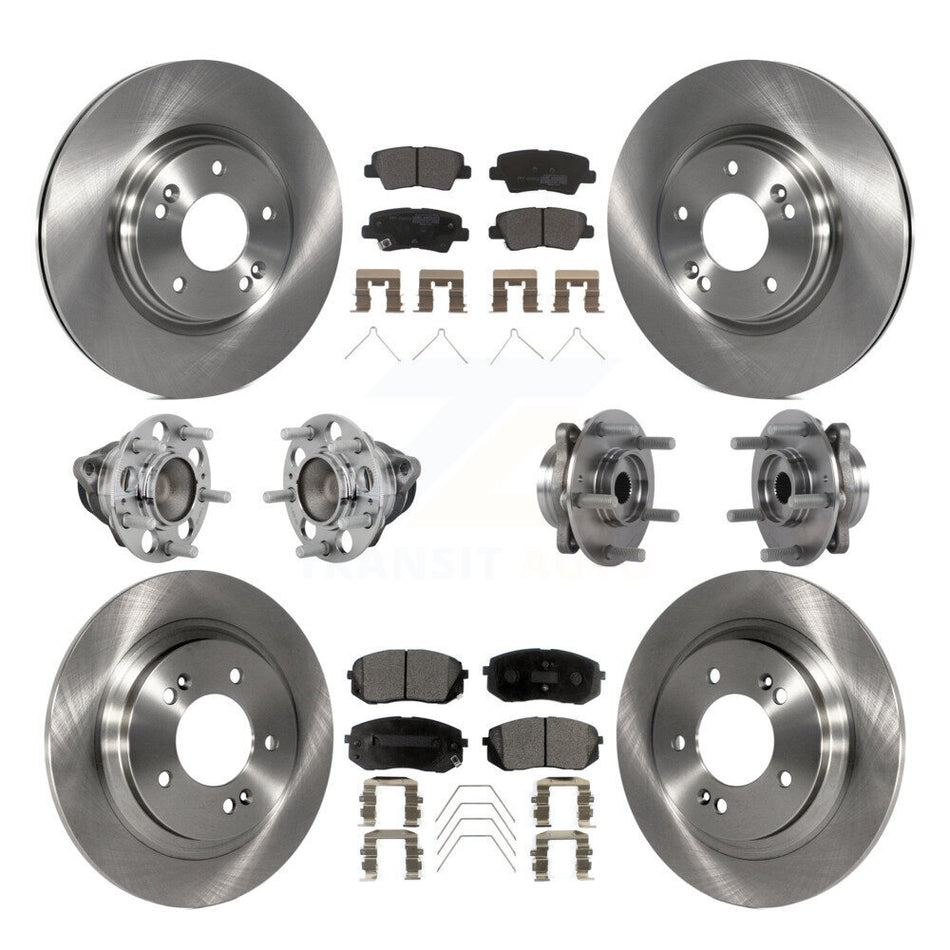 Front Rear Hub Bearings Disc Brake Rotors And Pads Kit (10Pc) For Hyundai Elantra GT KBB-131061