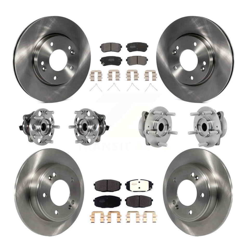Front Rear Hub Bearing Disc Brake Rotor And Semi-Metallic Pad Kit (10Pc) For Hyundai Kona KBB-131062