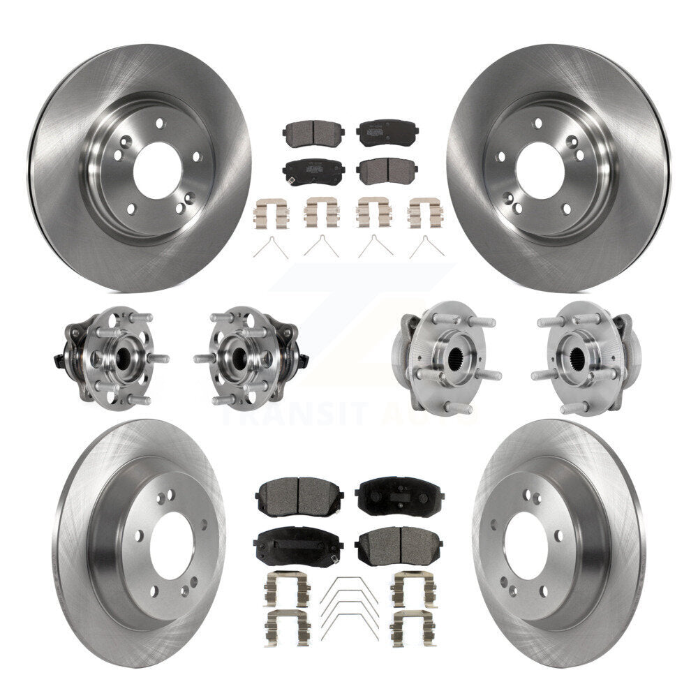Front Rear Hub Bearing Disc Brake Rotor And Semi-Metallic Pad Kit (10Pc) For Hyundai Kona KBB-131064