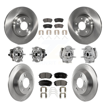 Front Rear Hub Bearing Disc Brake Rotor And Semi-Metallic Pad Kit (10Pc) For Hyundai Kona KBB-131064