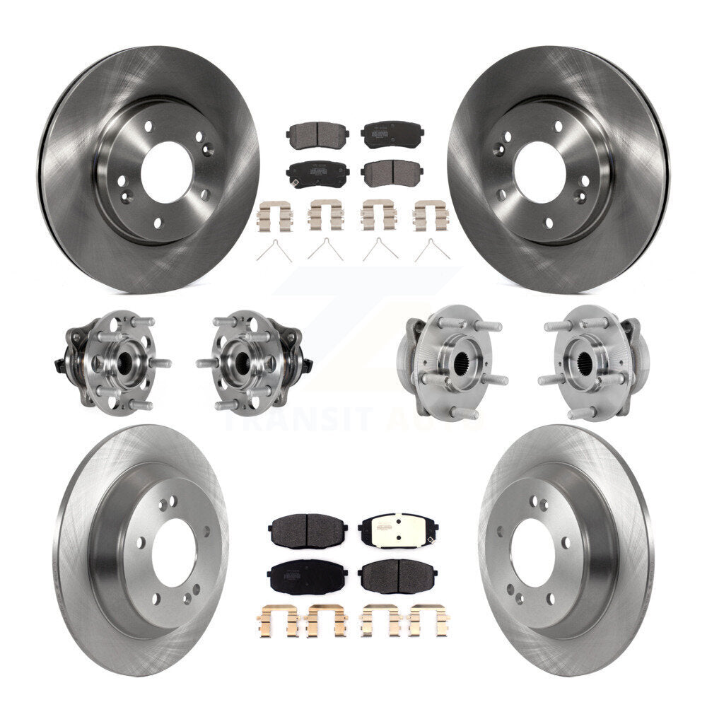 Front Rear Hub Bearing Brake Rotor And Pad Kit (10Pc) For 2022 Hyundai Kona FWD with 1.6L KBB-131070