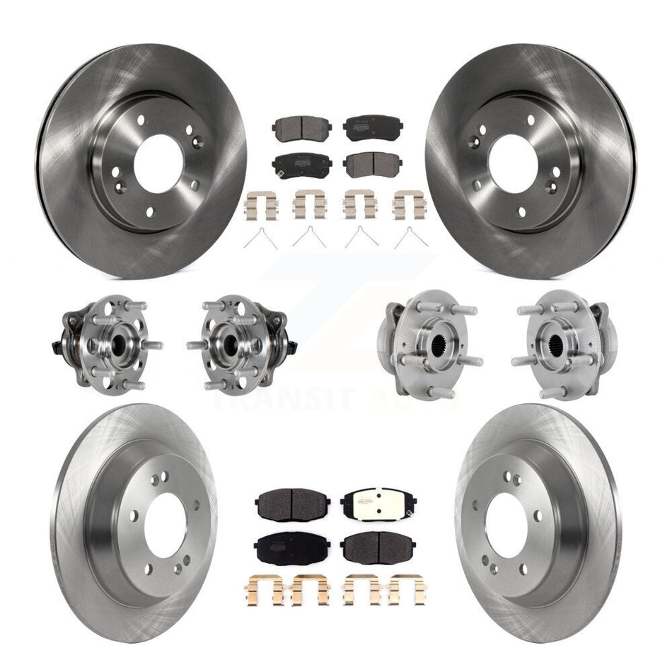 Front Rear Hub Bearing Brake Rotor And Pad Kit (10Pc) For 2022 Hyundai Kona FWD with 1.6L KBB-131070