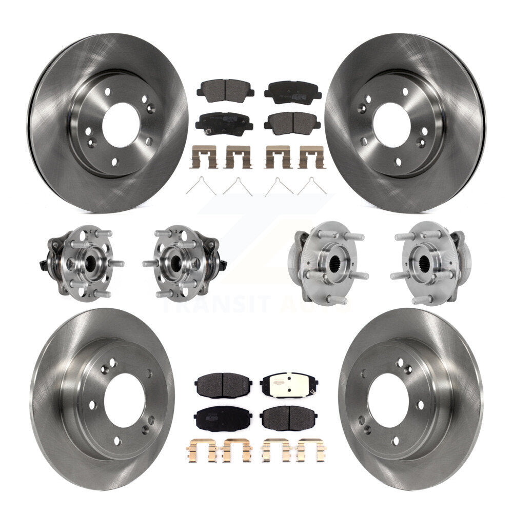 Front Rear Hub Bearing Brake Rotor And Pad Kit (10Pc) For 2022 Hyundai Kona FWD with 2.0L KBB-131072