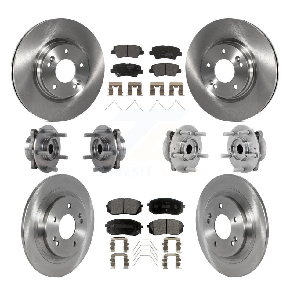 Front Rear Hub Bearings Disc Brake Rotors And Pads Kit (10Pc) For 2022 Hyundai Kona AWD KBB-131073