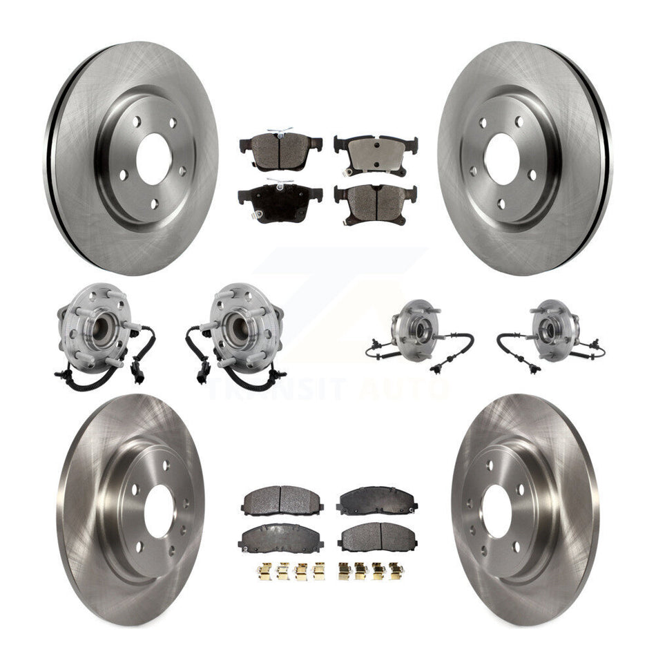 Front Rear Hub Bearing Disc Brake Rotor And Pads Kit (10Pc) For Chrysler Pacifica Voyager KBB-131074