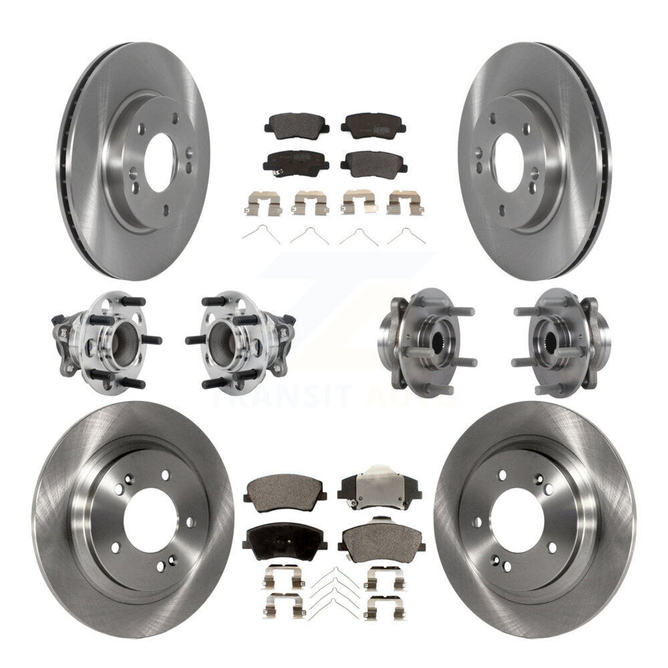 Front Rear Hub Bearings Assembly Disc Brake Rotors And Pads Kit (10Pc) For Hyundai Ioniq KBB-131075