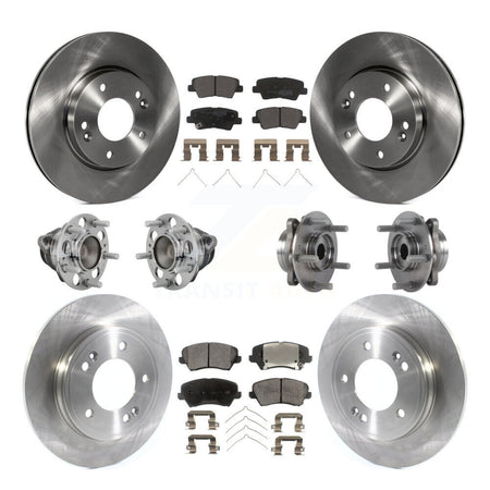 Front Rear Hub Bearing Assembly Disc Brake Rotor And Pads Kit (10Pc) For Hyundai Veloster KBB-131076