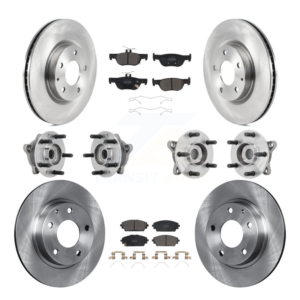 Front Rear Hub Bearings Disc Brake Rotors And Pads Kit (10Pc) For 2021-2022 Mazda 3 AWD KBB-131078