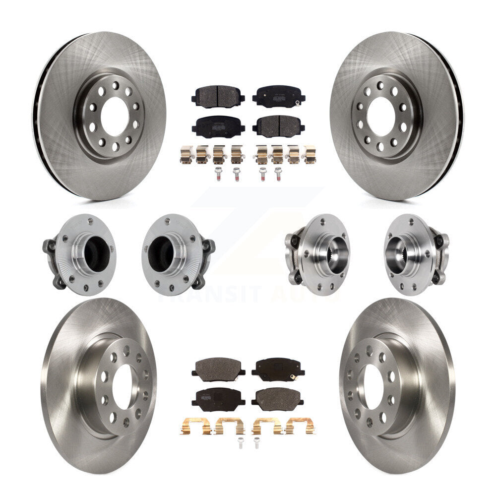 Front Rear Hub Bearing Disc Brake Rotor & Pads Kit (10Pc) For Jeep Renegade Fiat 500X FWD KBB-131081