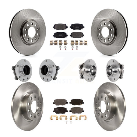 Front Rear Hub Bearing Disc Brake Rotor & Pads Kit (10Pc) For Jeep Renegade Fiat 500X FWD KBB-131081